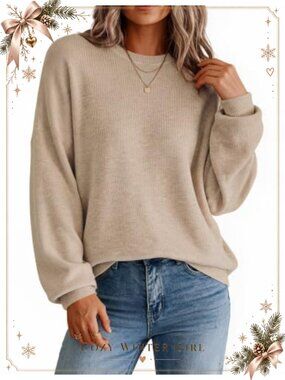 Oversized Crewneck Long Sleeve Knit Sweater Pullover